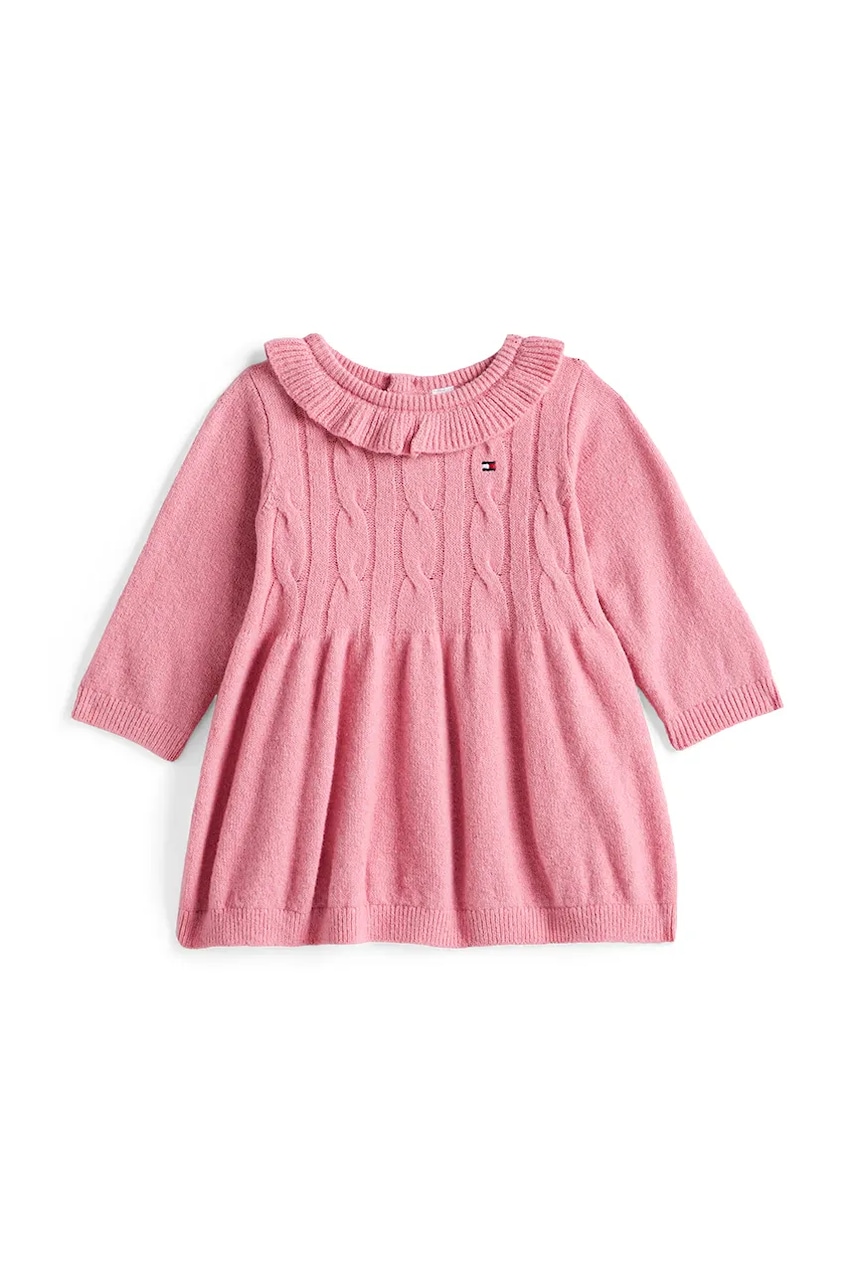 Kojenecké šaty Tommy Hilfiger růžová barva, mini, áčková, KN0KN02111