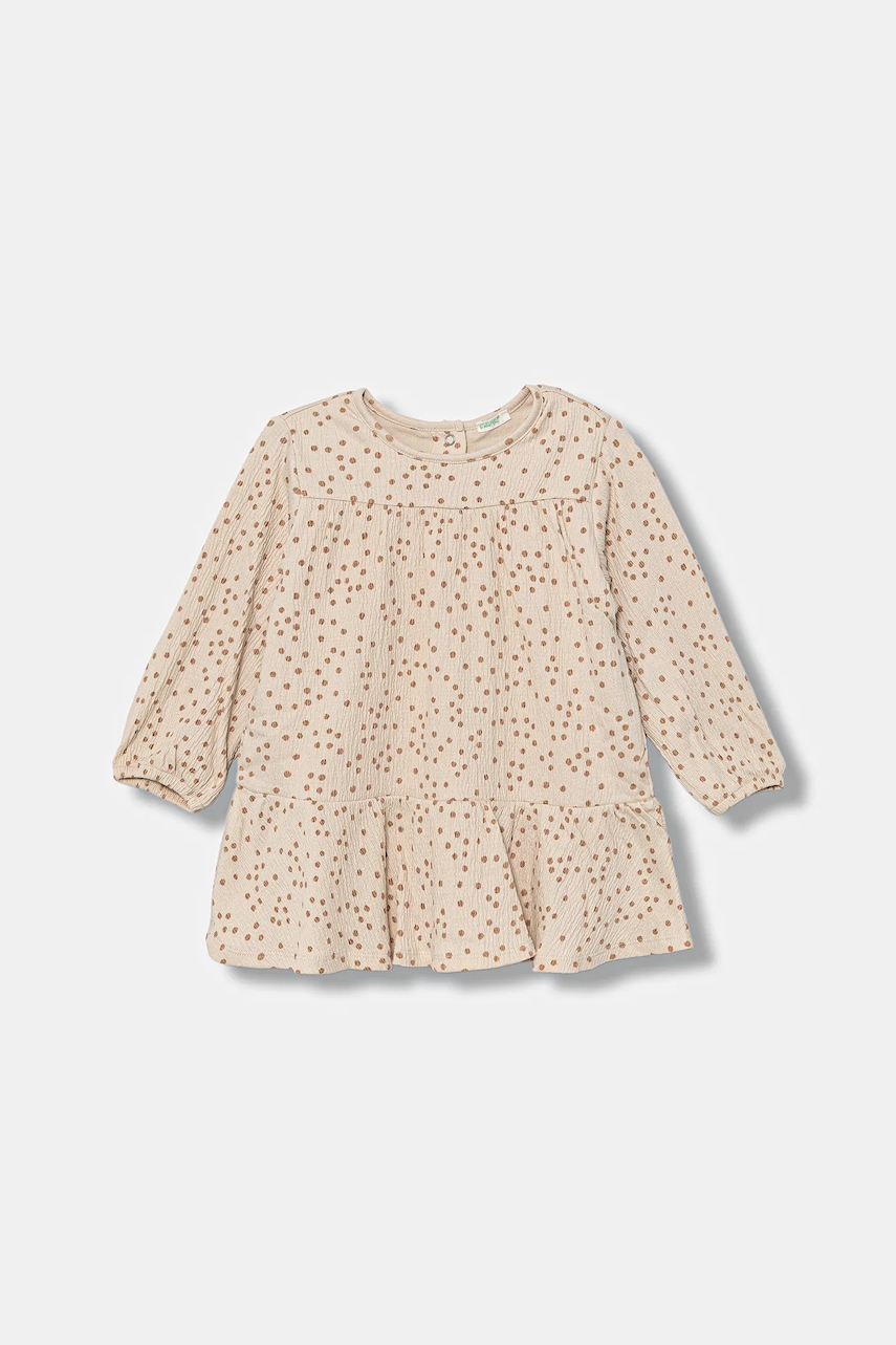 Kojenecké šaty United Colors of Benetton béžová barva, midi, áčková, 35CUAV00M