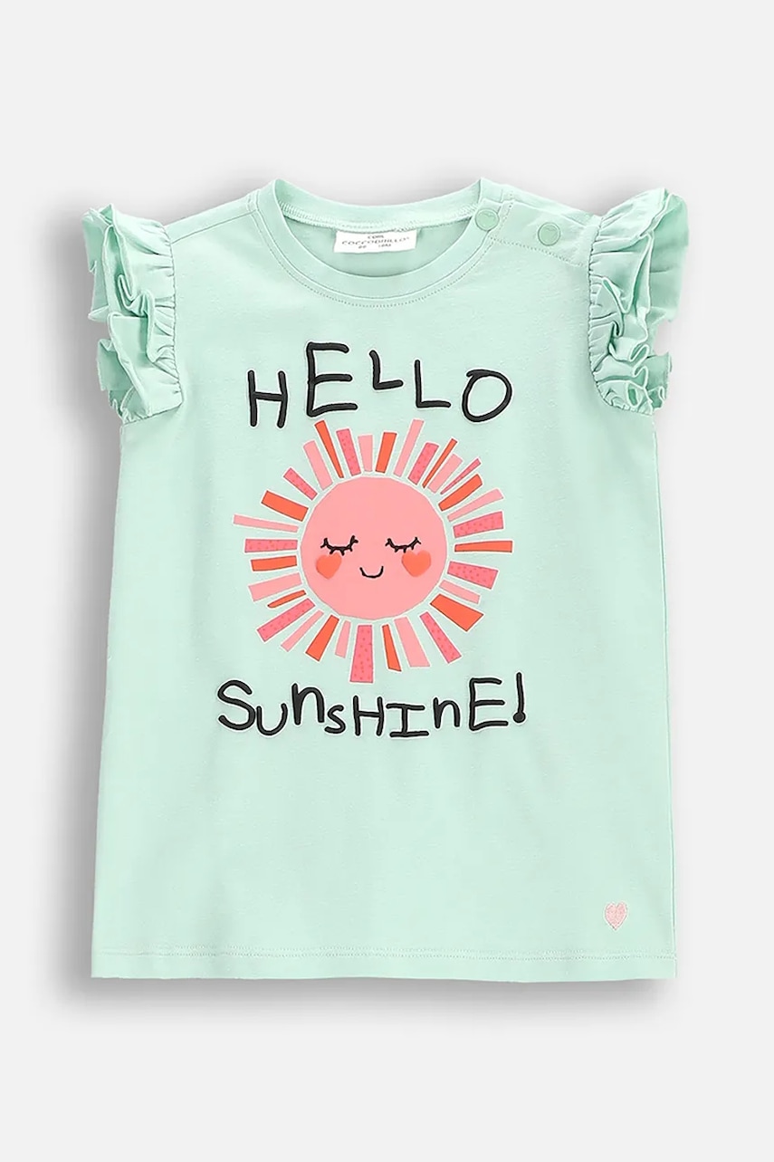 Kojenecké tričko Coccodrillo zelená barva, TROPICAL STORY GIRL NEWBORN