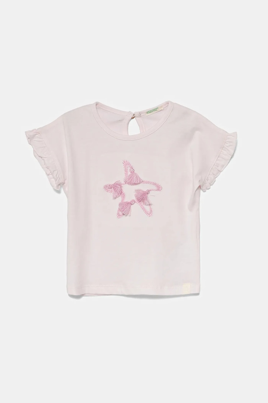 Kojenecké tričko United Colors of Benetton růžová barva, 3I1XA106C