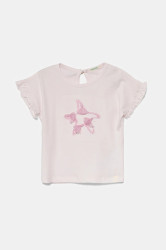 Kojenecké tričko United Colors of Benetton růžová barva, 3I1XA106C