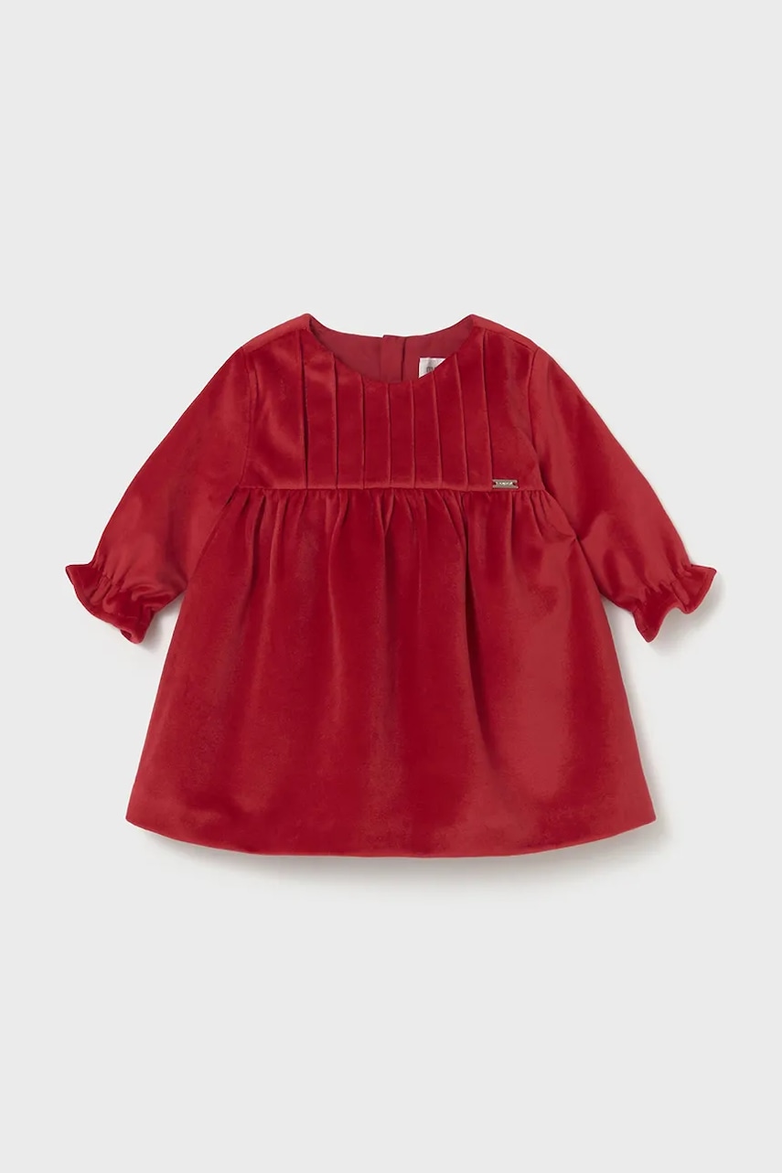 Kojenecké velurové šaty Mayoral Newborn červená barva, mini, 2819