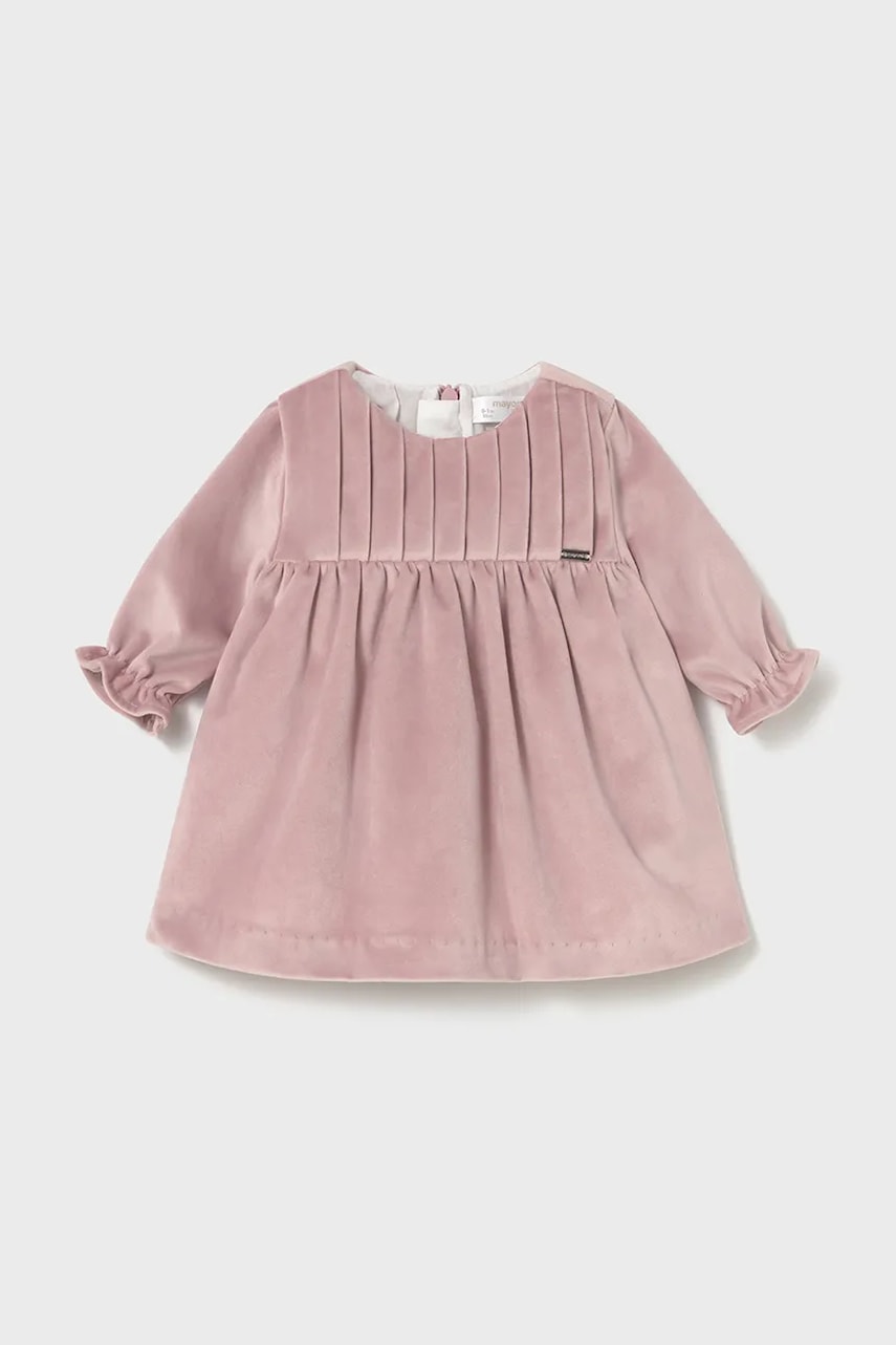 Kojenecké velurové šaty Mayoral Newborn růžová barva, mini, 2819