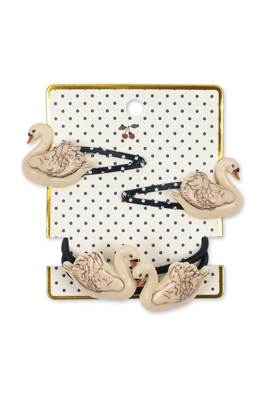 Konges Sløjd  dětské 2-pack SWAN HAIR CLIP AND ELASTIC