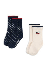 Konges Sløjd  ponožky dětské 2 PACK CHERRY DOT SOCKS 2-pack