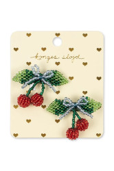 Konges Sløjd  skřipce do vlasů dětské 2 PACK BEADED CHERRY BOW HAIR CLIP