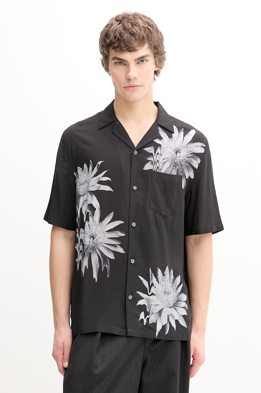 Košile s příměsí lnu AllSaints FLORAZE