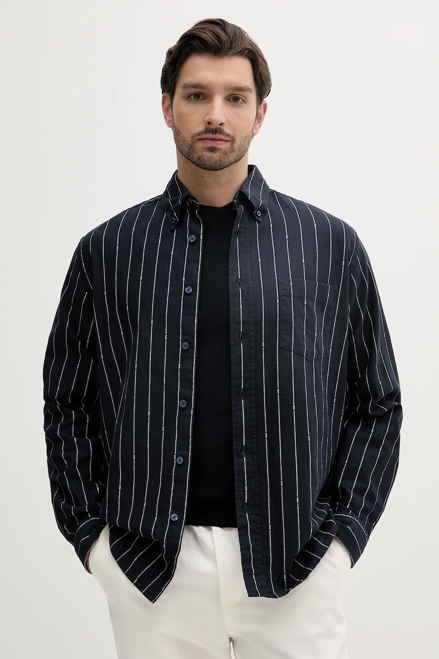 Košile s příměsí lnu BOSS Orange