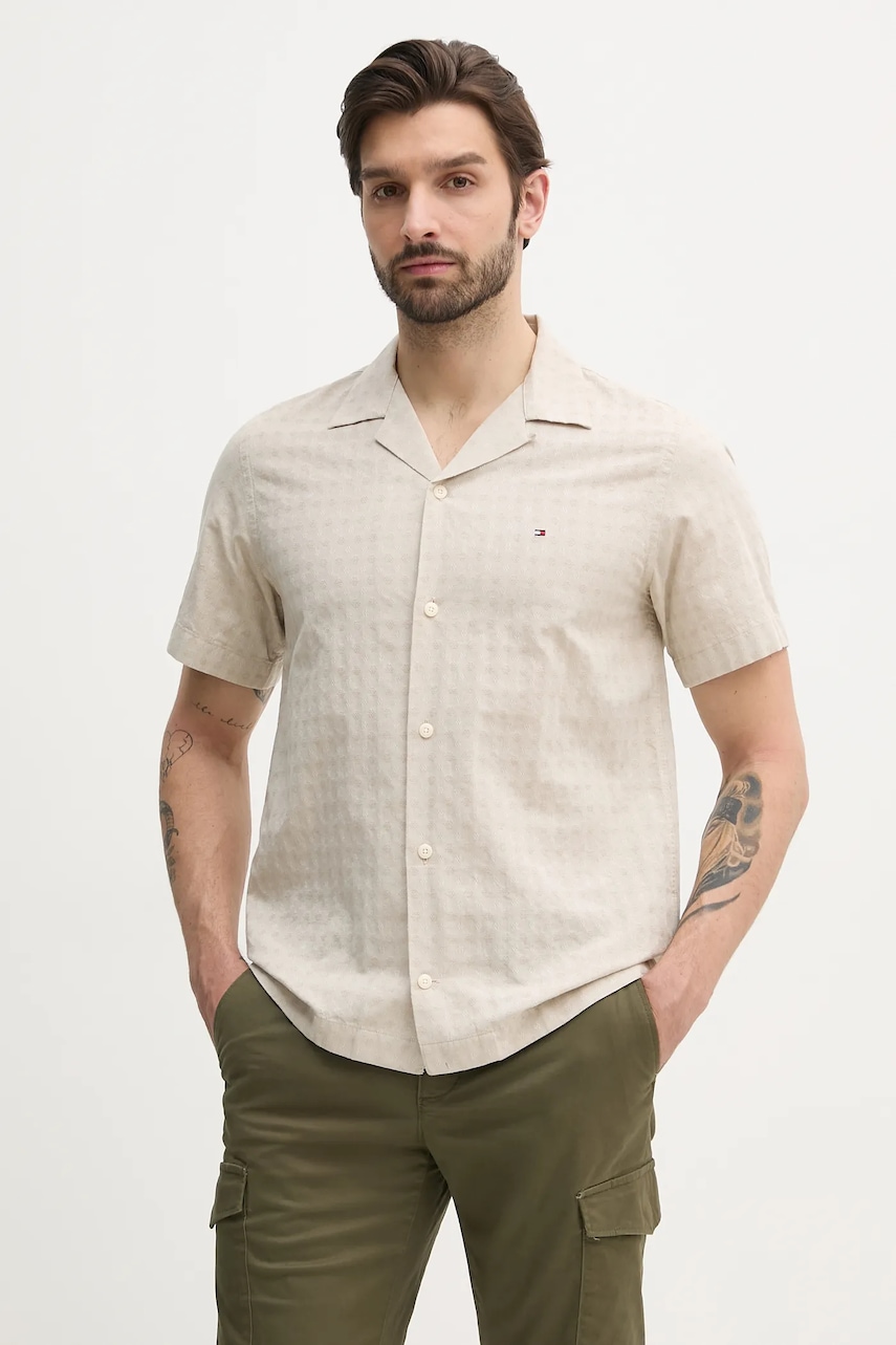 Košile s příměsí lnu Tommy Hilfiger