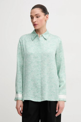 Košile Tommy Hilfiger dámská, zelená barva, relaxed, s klasickým límcem, WW0WW45129