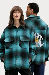 Košilová bunda s příměsí vlny Barrow tyrkysová barva, oversize, F5BWUASI035