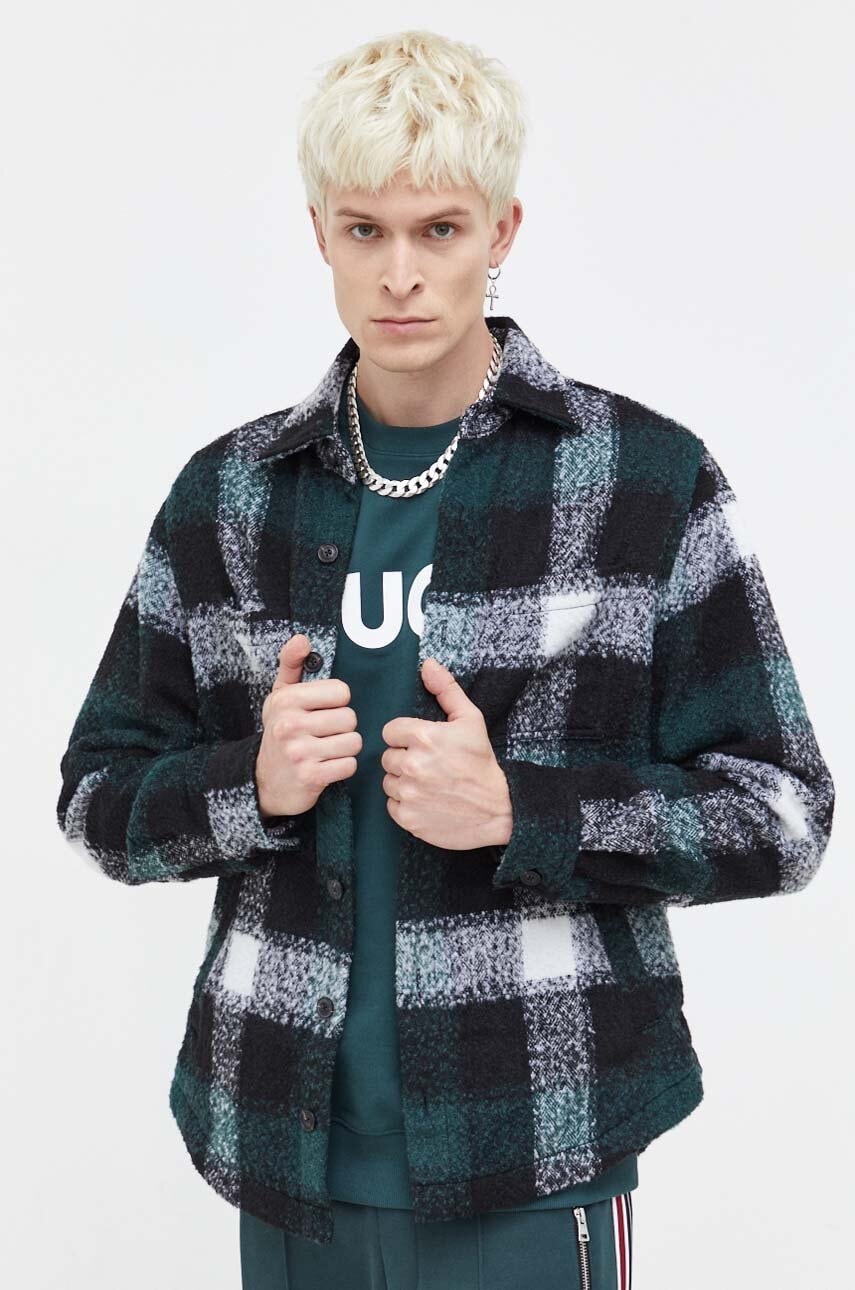 Košilová bunda s příměsí vlny HUGO