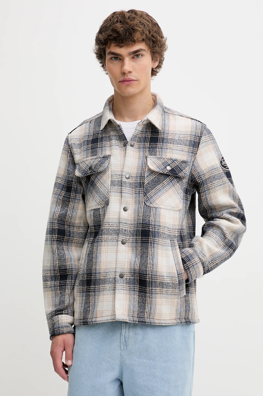 Košilová bunda Von Dutch modrá barva, přechodná, VD.1.OSH.PEPPER