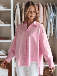 Koszula damska oversize z dłuższym tyłem BLUOSIZE różowa Dstreet