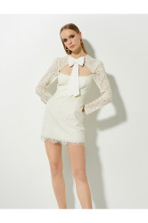 Koton Bow Detailed Lace Bridal Mini Dress