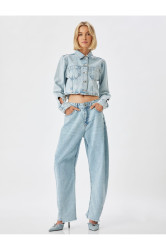 Koton High Waist Cut Leg Buttoned Jeans - Balloon Fit Jeans