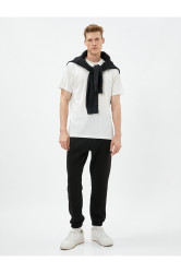 Koton Jogger Sweatpants with Stitching Detail Slogan Printed Lace Waist