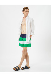 Koton Marine Shorts Color Block Laced Waist Pocket