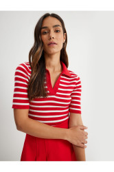 Koton Polo Neck Sweater Knitwear Short Sleeve Viscose Blended