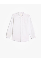 Koton Shirt Pocket Detailed Long Sleeve Cotton Classic Collar