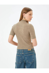 Koton Short Sleeve Stand Collar Knitwear Sweater