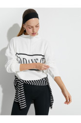 Koton Sportovní Mikina S Polovičním Zipem, Potisk Slogan, Oversize