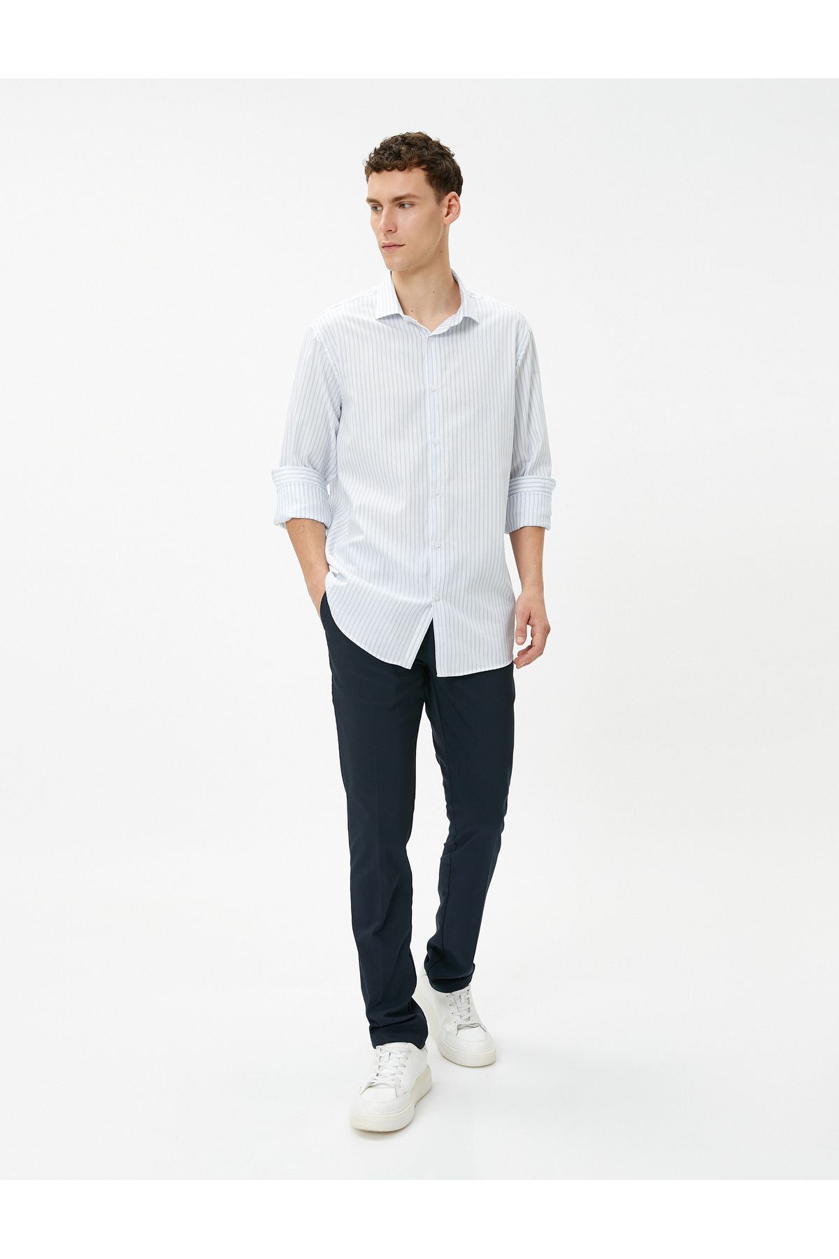 Koton Sports Shirt Classic Collar Long Sleeve Buttoned Cotton Non Iron