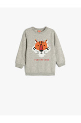 Koton Sweatshirt Lion Printed Long Sleeve Crew Neck