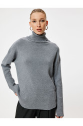 Koton Turtleneck Oversize Knitwear Sweater Long Sleeve Soft Textured