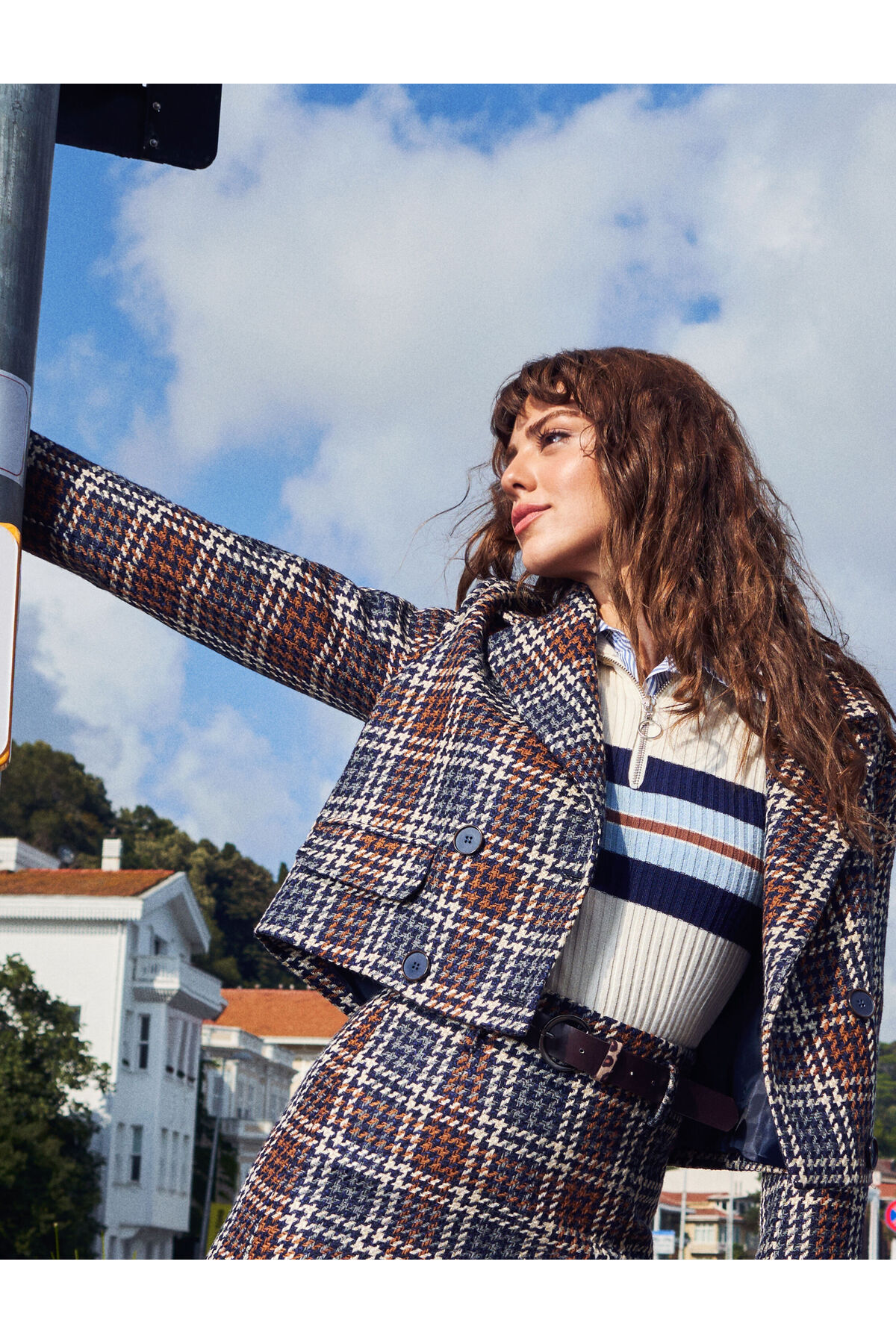 Koton Tweed dvouřadý crop sako