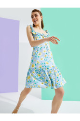 Koton Women's Blue Patterned Dress