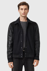 Kožená bunda AllSaints ENDLETON černá barva, přechodná, M012LC