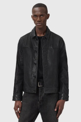 Kožená bunda AllSaints NATES černá barva, přechodná, M010LD