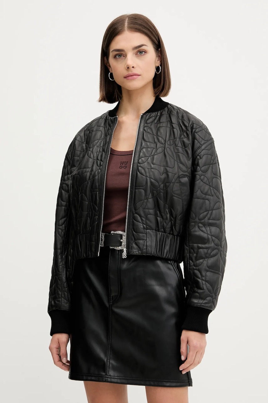 Kožená bunda bomber HUGO Lesana