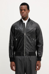 Kožená bunda bomber Liu Jo černá barva, přechodná, QXX058.P0407