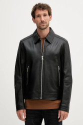 Kožená bunda BOSS H-Mapson4 černá barva, přechodná, 50543214