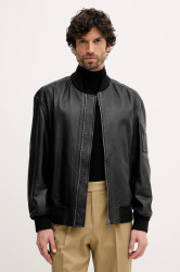 Kožená bunda BOSS Orange Jakri černá barva, přechodná, 50552151
