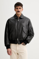 Kožená bunda Kenzo černá barva, přechodná, FF55LB1430AD.99
