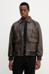 Kožená bunda Levi's hnědá barva, přechodná, 003AU