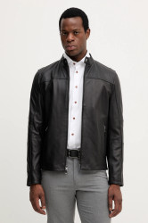 Kožená bunda Michael Kors černá barva, přechodná, CB98CF17KS