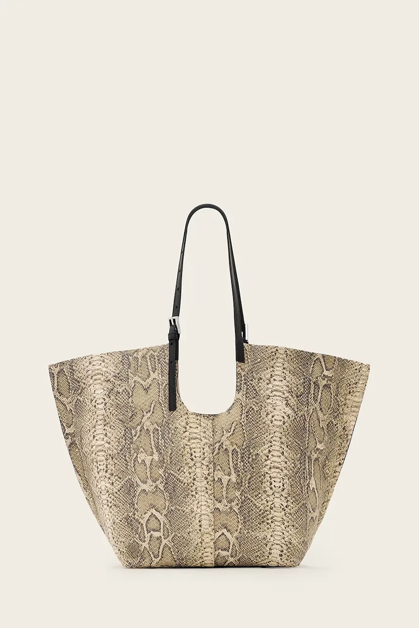 Kožená kabelka AllSaints béžová barva, W652XD