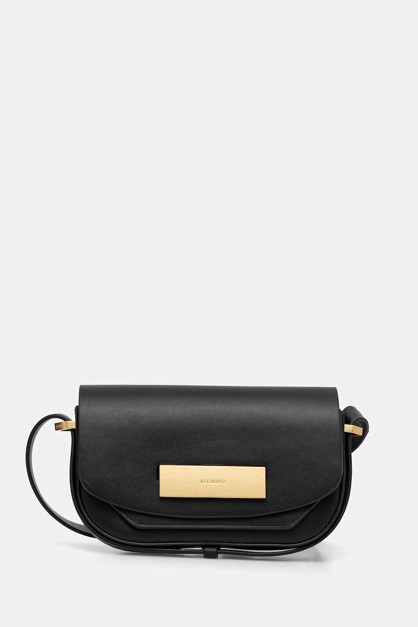 Kožená kabelka AllSaints ETTA černá barva, W294XD