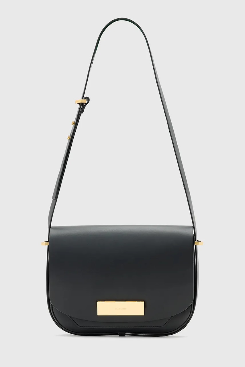 Kožená kabelka AllSaints ETTA černá barva, W295XD