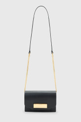 Kožená kabelka AllSaints ETTA černá barva, W339XD