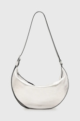 Kožená kabelka AllSaints HALF stříbrná barva, W336XC