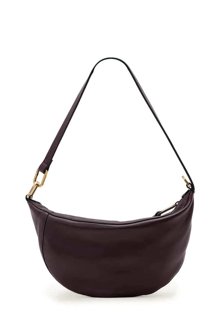 Kožená kabelka AllSaints hnědá barva, W546XD