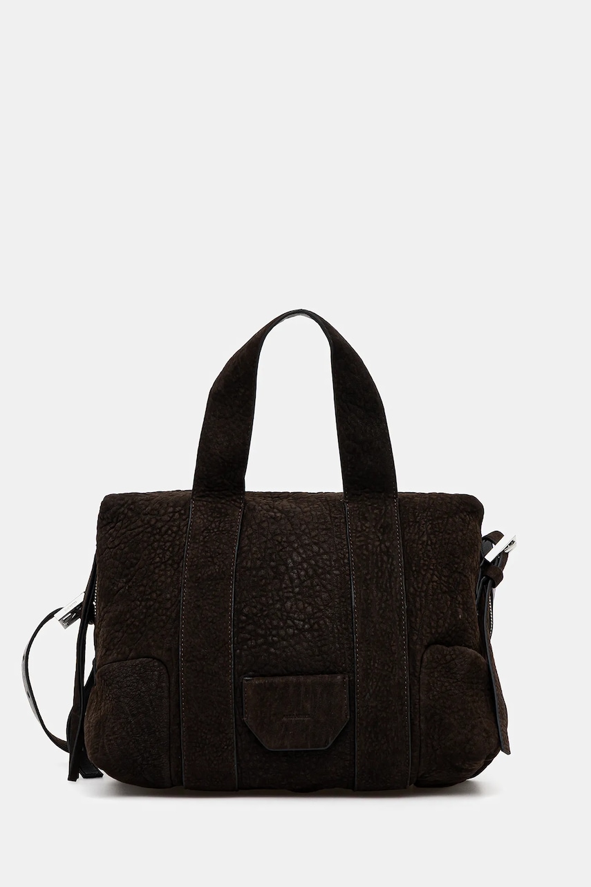 Kožená kabelka AllSaints hnědá barva, W615XD