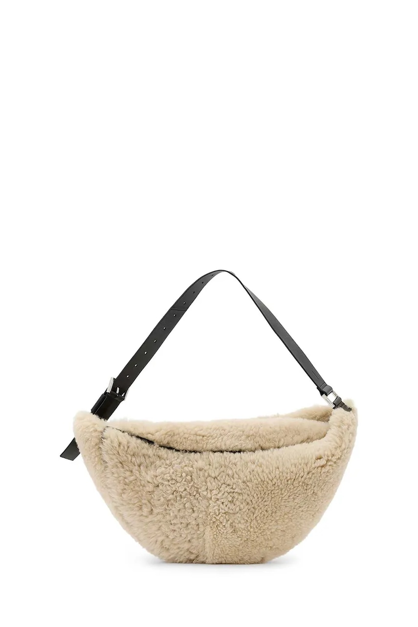 Kožená kabelka AllSaints LUNA béžová barva, W217XD