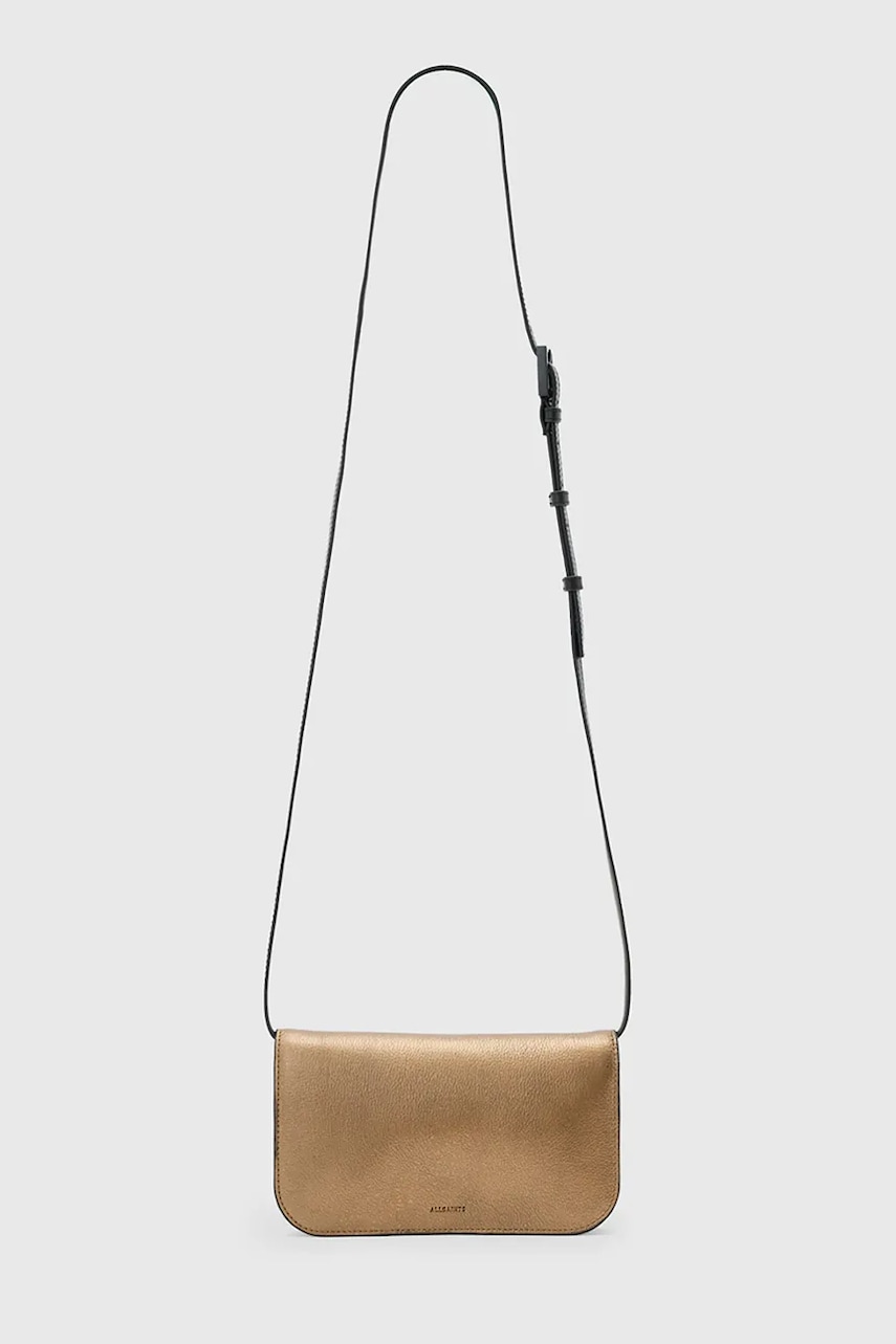 Kožená kabelka AllSaints MAEVE zlatá barva, W275XD