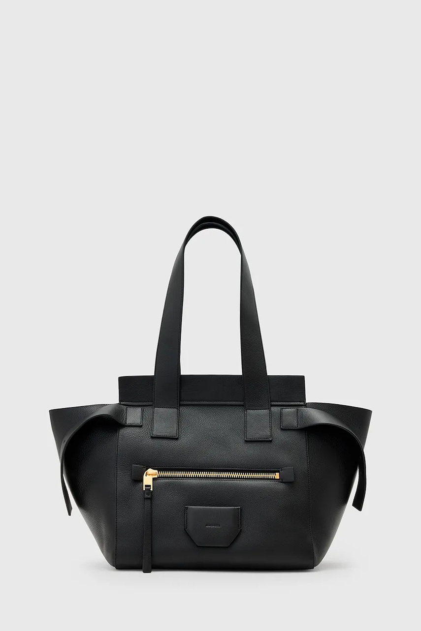 Kožená kabelka AllSaints PEREZ černá barva, W392XD